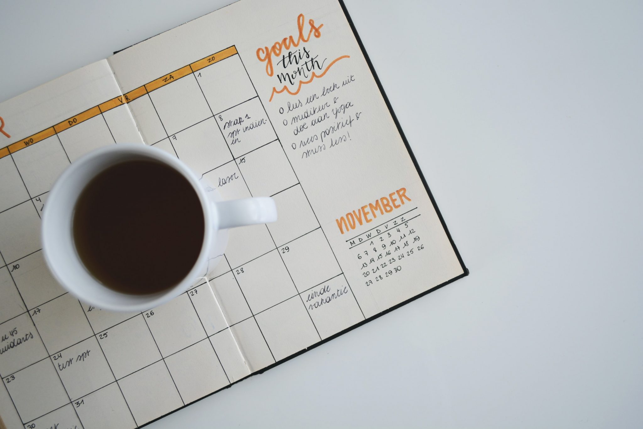 Timetable and coffee