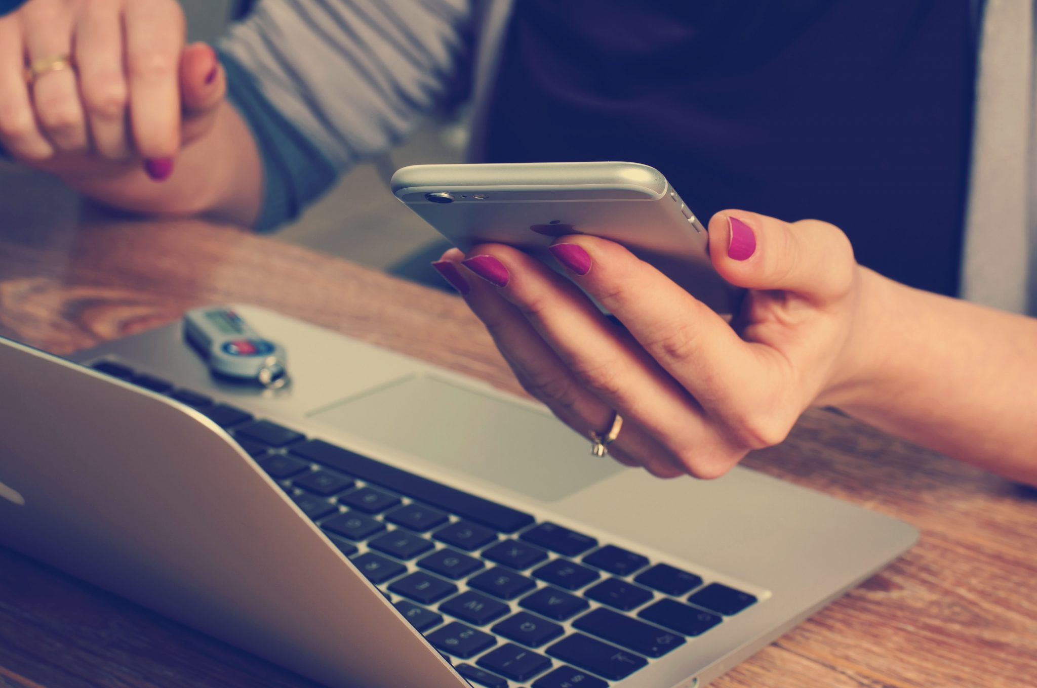 Woman-phone-laptop